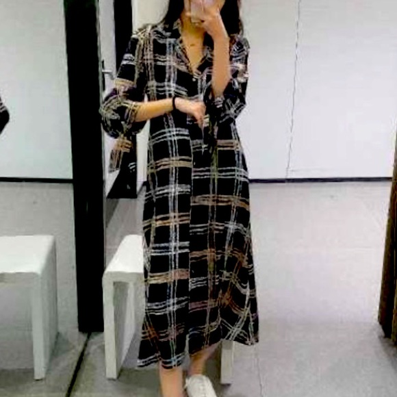 New Zara ZARA PLAID SHIRT DRESS TIE CUFF - Picture 8 of 13